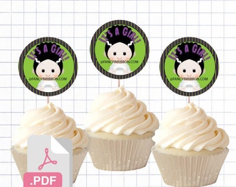 PDF File Halloween Momster Mash Frankenstein Bride It's a Girl Themed Cupcake Toppers