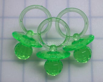 12 baby shower apple green pacifiers - party favor decorations - Craft Supply