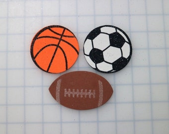 10 glitter foam sports soccer basketball football cutout - party decorations - baby shower