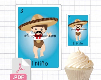 PDF File Fiesta Mexicana Mariachi Baby Boy Themed Cupcake Toppers - Charro