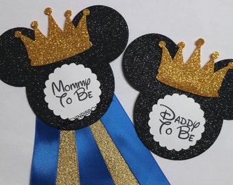 Royal Blue & Gold Prince  Baby Shower Mommy to Be Corsage Pin