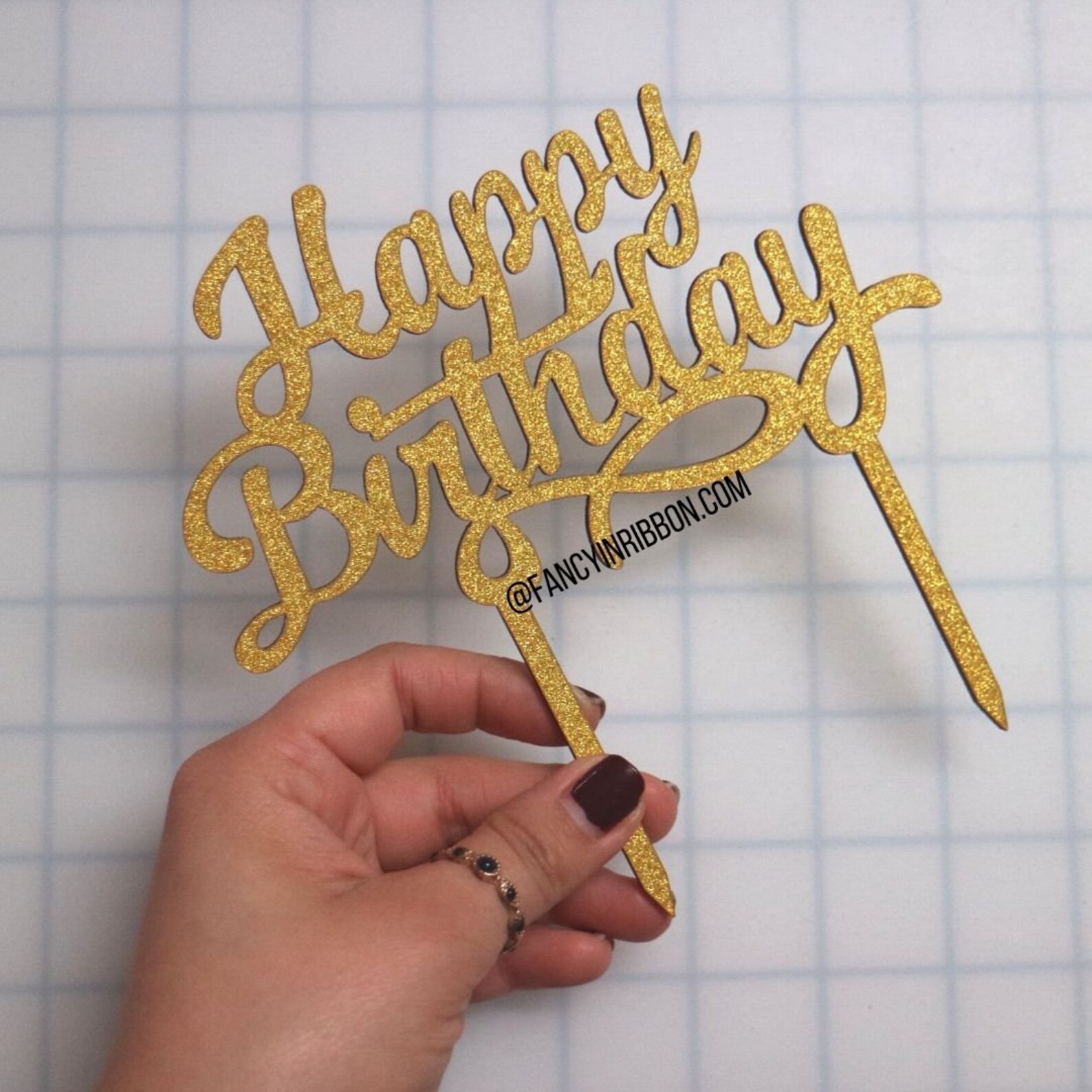 Gold Happy Birthday Cake Topper Etsy