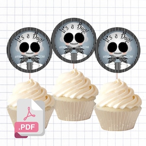 Archivo PDF Monstruos navideños de Halloween - Adornos para cupcakes de esqueleto de bebé - ¡Es un niño! Halloween Momster Mash