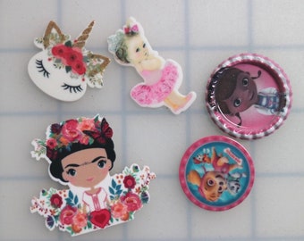 28pc Planar Resin - Resin Flatback - Character - Supplies - Embellishment - Bow Supply - Brooches - frida sky unicorn doctor princess