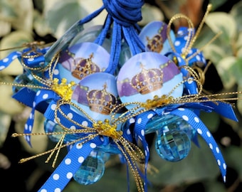 12 Royal Blue Gold Prince Baby Shower Pacifiers - Baby Shower Games