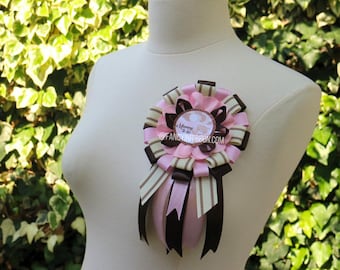 Pink Bear Baby Shower, Teddy Bear Light Pink brown beige balloons Flower, Teddy Bear Corsage Pin, Bear Mommy To Be, Mama bear ribbon corsage