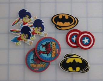 28pc Planar Resin - Resin Flatback - Character - Supplies - Embellishment - Bow Supply - Brooches - superhero birthday bow