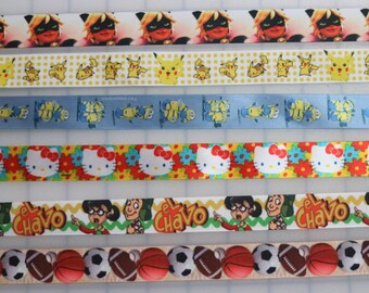 10 yards 7/8" Print Grosgrain Ribbon for bows - baby shower pin - sports baseball football cat kitty chavo catch them