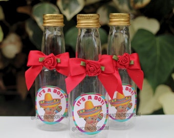 12 Mexican Fiesta Baby Boy Its A Boy Themed Baby Shower Party Favors Bottles - Baby Shower Games - Party Decorations