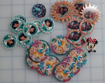 28pc Planar Resin - Resin Flatback - Character - Supplies - Embellishment - Bow Supply - Brooches - wonderland princess