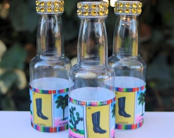 12 Mexican Fiesta Baby Shower Favors – Loteria Guest Favor Bottles