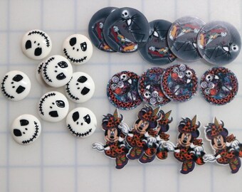 22pc Planar Resin - Resin Flatback - Character - Supplies - Embellishment - Bow Supply - Brooches - halloween mouse skeleton