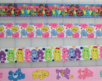 7/8" Print Grosgrain Ribbon for bows - baby shower pin - teddy bears - valentines - hearts - watermelon