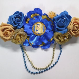 Royal Blue & Gold Prince Baby Shower corsage maternity sash