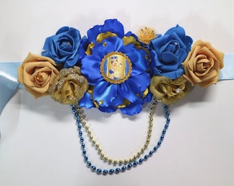 Royal Blue & Gold Prince Baby Shower corsage maternity sash