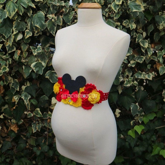 Red Yellow Bowtie Mouse Baby Shower Mommy Floral Maternity  display picture 1