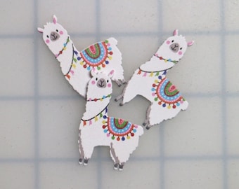 12 Llama Wooden Planar Resin - Resin Flatback - Character - Supplies - Embellishment - Bow Supply - baby shower
