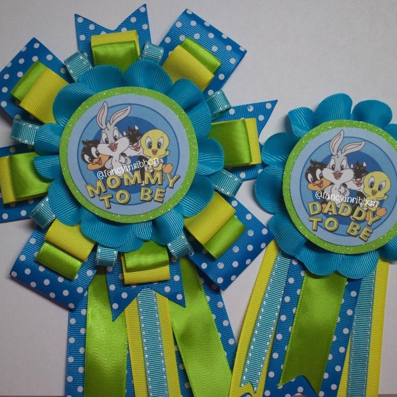 Baby Looney Tunes Baby Shower Mommy To Be Corsage Pin Set Etsy