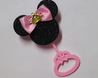 Pink Princess Themed Baby Shower Guest Pins -  baby shower rattles - Guest Favors - Grandparent Pins