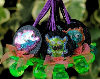 12 Halloween Momster Mash Monsters Baby Shower Pacifier Necklaces - Baby Shower Games
