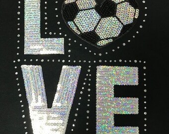 Love Fußball Pailletten & Strass Hoodie