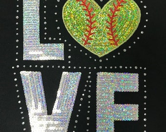 Love Softball Pailletten & Strass Hoodie