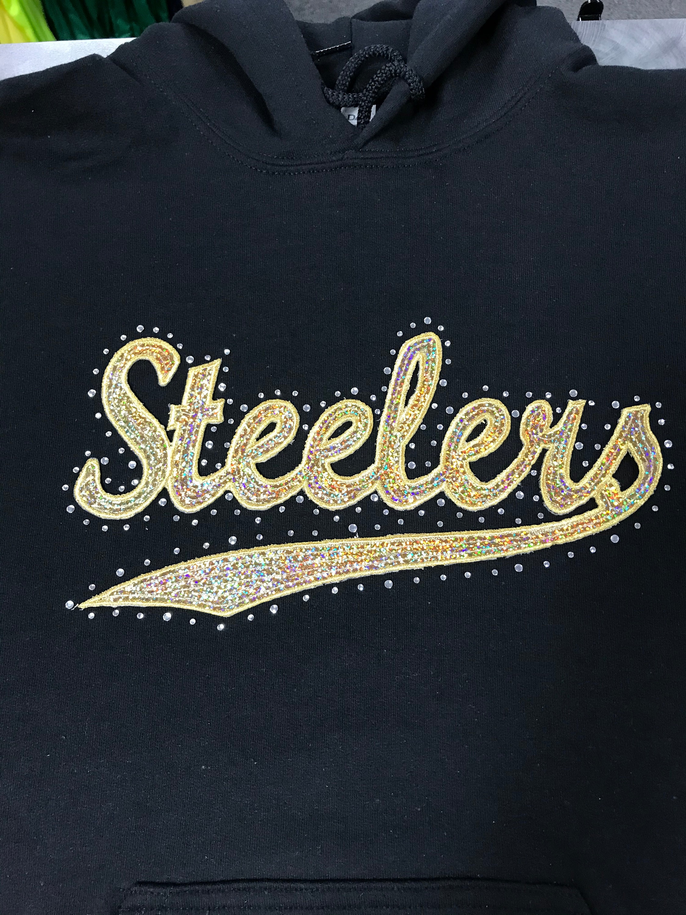 Steelers Heart Rhinestones/Embroidery - Jordan Concepts LLC