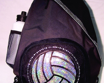 Pailletten- und Strass-Volleyball-Schultertasche