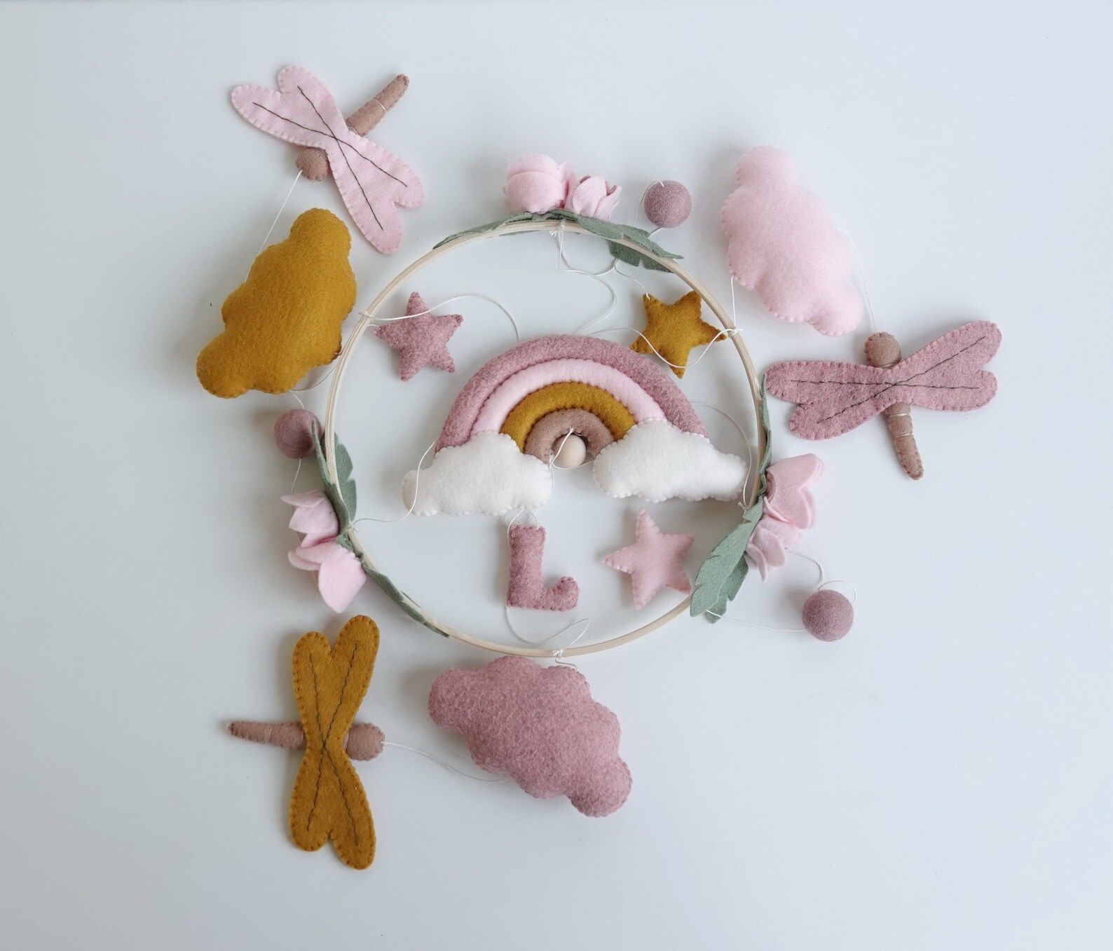 Dragonfly crib mobile Personalized crib mobile Pink cloud baby Etsy