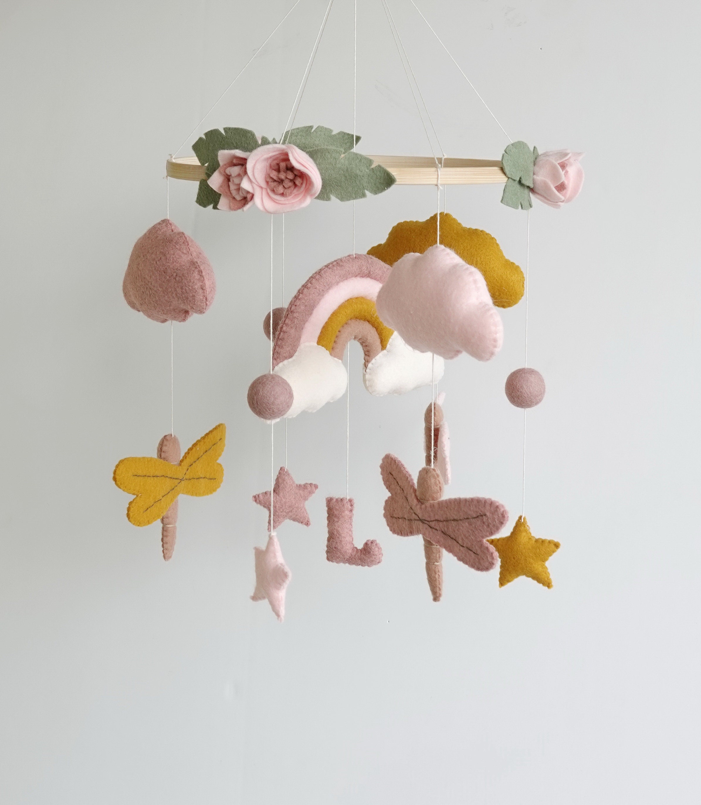 Dragonfly crib mobile Personalized crib mobile Pink cloud baby Etsy