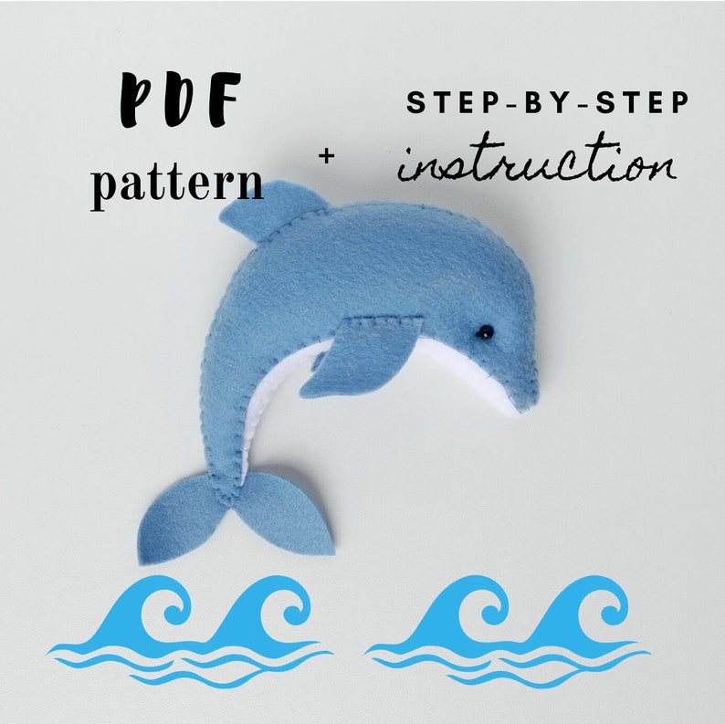 Dolphin pattern felt sewing Dolphin ornament DIY PDF pattern Etsy
