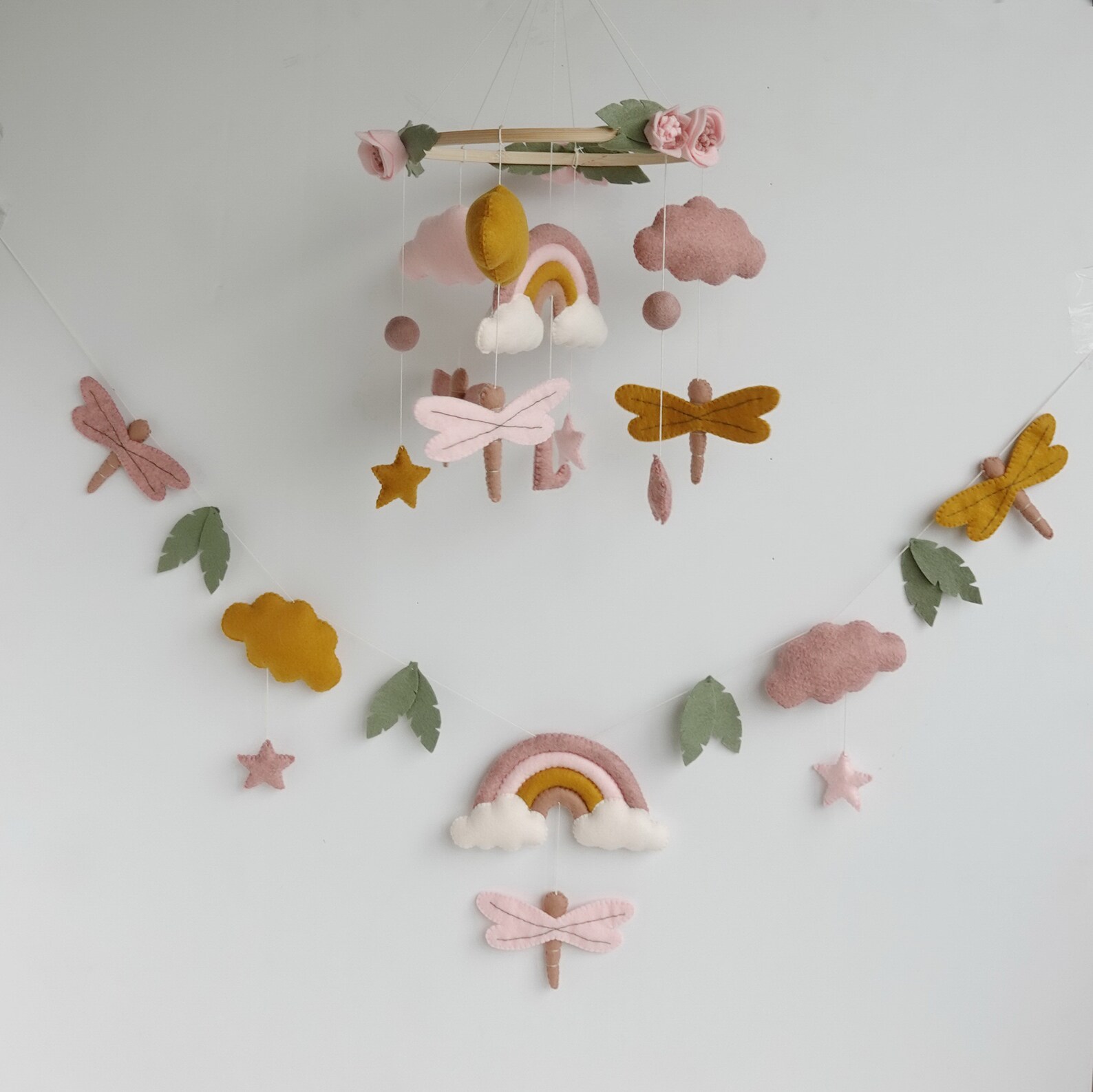 Dragonfly crib mobile Personalized crib mobile Pink cloud baby Etsy