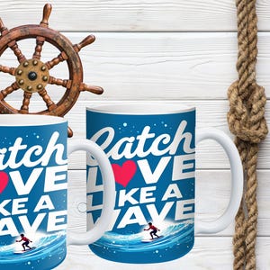 Surfing Ceramic Coffee Mug: Beach House Decor, Ocean Lover Gift image 2