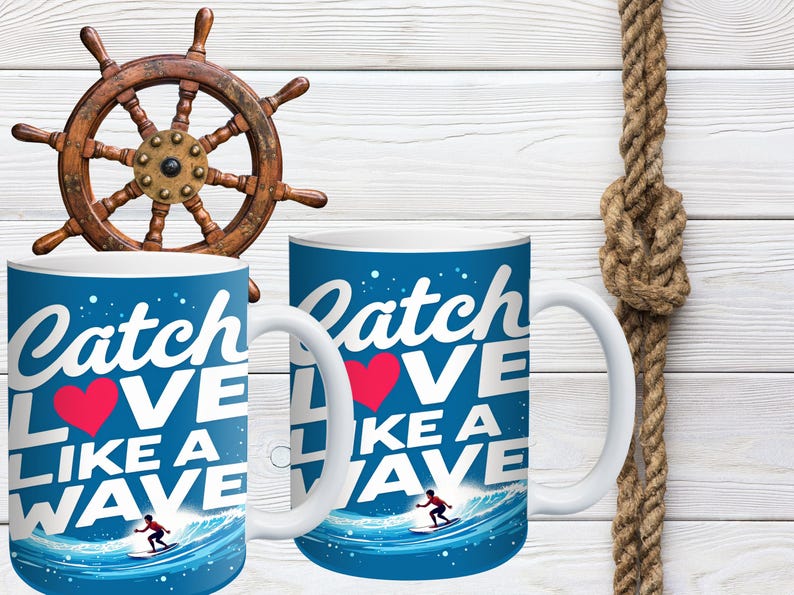 Surfing Ceramic Coffee Mug: Beach House Decor, Ocean Lover Gift image 2