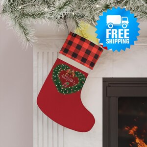 Vintage Christmas Stocking: Wreath & Gothic Roses Design