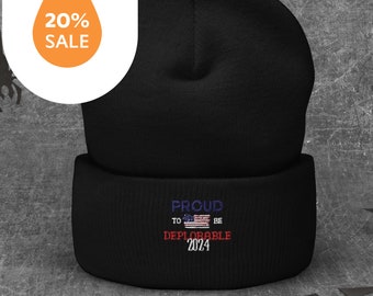 Trump 2024 Elections 2024 Deplorable Voter 2024 Dad Hat - Embroidered Cuffed Beanie for Men - Patriotic Political Gift