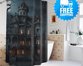 Haunted Mansion Shower Curtain: Eerie Halloween Bathroom Decor
