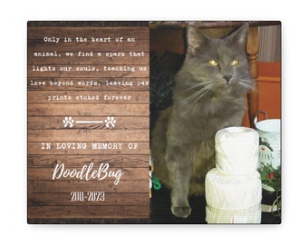 Eternal Pawprints - Custom Cat Memorial Canvas Print (One Size)