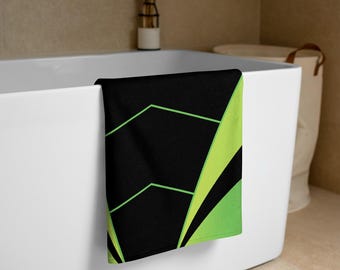 Black Green Towel, Cotton Polyester Blend, Two Sizes