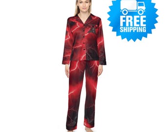 Skull Satin Pajama Set | Edgy Women's Sleepwear