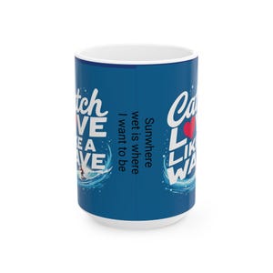 Surfing Ceramic Coffee Mug: Beach House Decor, Ocean Lover Gift image 9