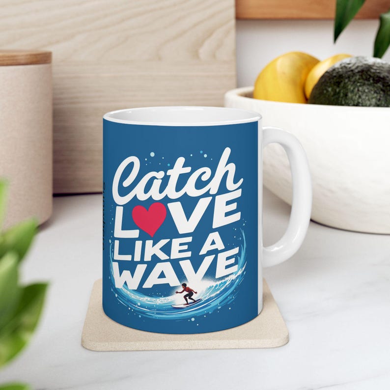 Surfing Ceramic Coffee Mug: Beach House Decor, Ocean Lover Gift image 5
