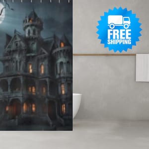 Haunted Mansion Shower Curtain: Spooky Halloween Bathroom Decor