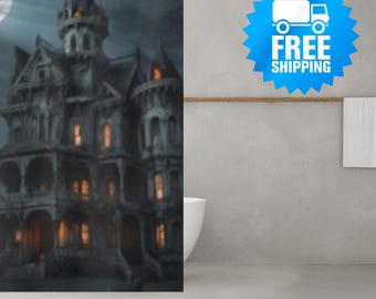 Haunted Mansion Shower Curtain: Spooky Halloween Bathroom Decor