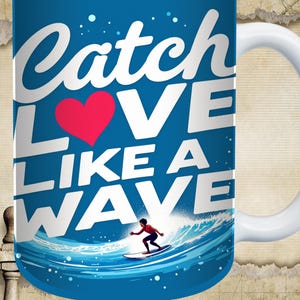 Surfing Ceramic Coffee Mug: Beach House Decor, Ocean Lover Gift image 1