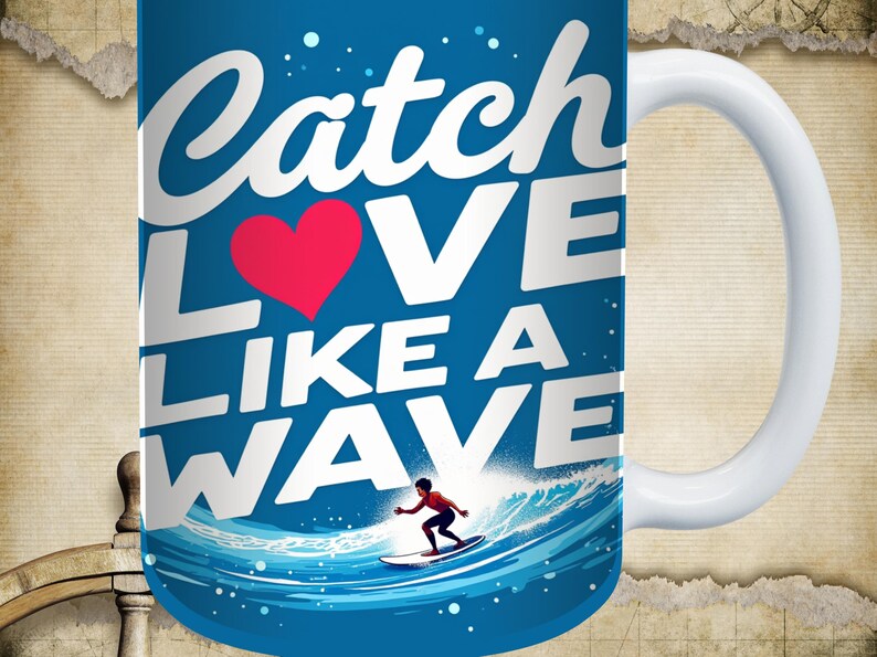 Surfing Ceramic Coffee Mug: Beach House Decor, Ocean Lover Gift image 1