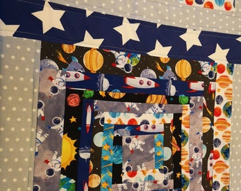 Childs Quilted Blanket - Spaceman and Stars