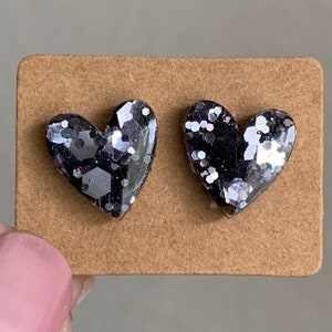 TS Album Inspired Heart Stud Earrings in "Folklore" Inspired Glitter