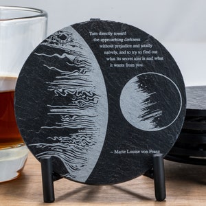 Darkness Approach - Marie Louise von Franz Quote Slate Coaster (Quoster)