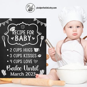Recipe For A Baby Pregnancy Announcement Personalized Chalkboard Sign, Social Media Reveal, First Baby / Baby Number 2, DIGITAL FILE